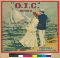O.I.C. Brand, Grown and Packed by Queen Colony Fruit Exchange, Corona