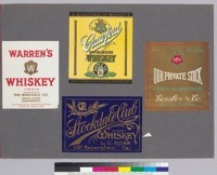 Album page of whiskey labels