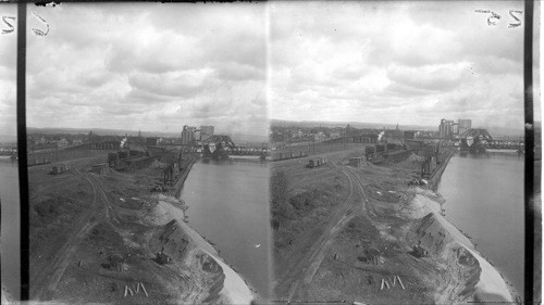 Kaministoguia River, C.P.R. Hack Knige, Bascule Bridge and Ogilvie Flour Mill, Ft. William, Ont