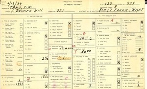 WPA household census for 321 S BUNKER HILL, Los Angeles