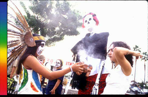 Aztec Blessing at Gathering Point, Cinco Puntos, for Day of the Dead Procession