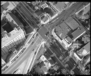 Aerial view of intersection-Alvarado & Third Streets, 1936