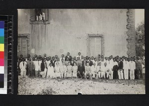 Missionaries and pastors at annual assembly, Antsihanaka, Madagascar, 1935