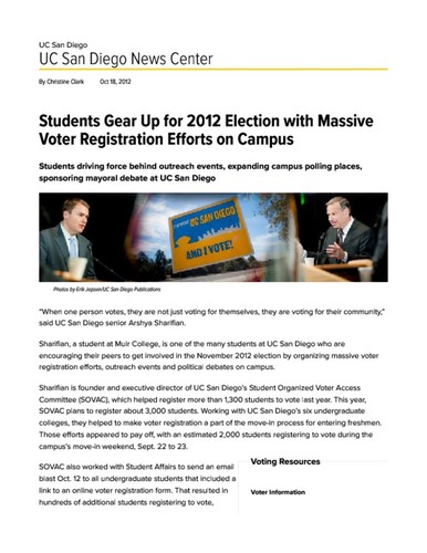 Students Gear Up for 2012 Election with Massive Voter Registration Efforts on Campus