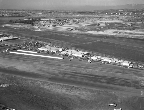 Hughes Aircraft, Fullerton Airport, and Superior Fireplace Co.; looking northwest
