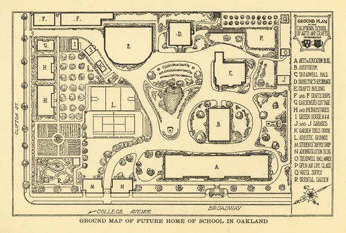 Ground map of future home of school in Oakland, 1922