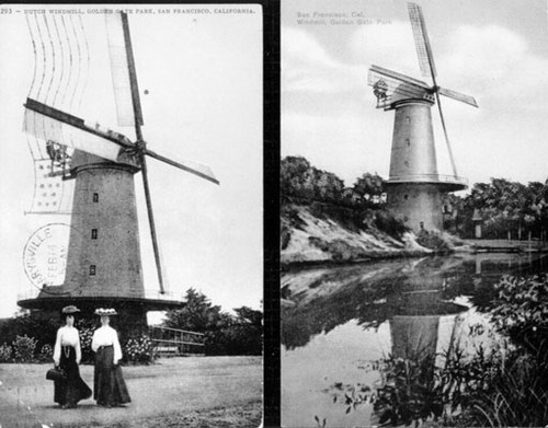 [Two views of windmill in Golden Gate Park]