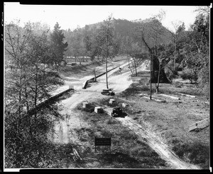 View of Arroyo Seco Park and Channel looking northeast, prior to the construction of the Pasadena Freeway, ca.1940