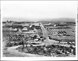 Panorama of Columbia Avenue in South Pasadena looking west from the Raymond Hotel, 1886