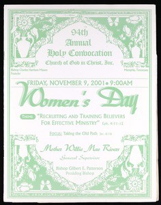 Annual Holy Convocation of the Church of God in Christ (94th: 2001), Women's day program (copy 2)