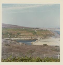 Hole dug by Pacific Gas and Electric for atomic power plant at Bodega Head, Bodega Bay, California, 1967