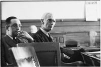 Divorcing husband Dr. Chester Sutton and lawyer in court, 1932