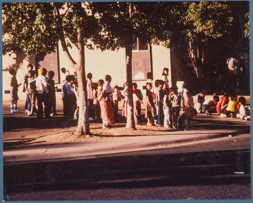 HMong Children Waiting for Bus on Croetto Way in Rancho Cordova, California