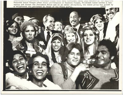 Nixon and Sadat with Egyptian Dancers