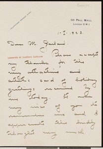 Claude Reddish, letter, 1923-01-01, to Hamlin Garland