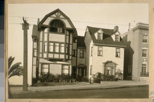 The house in the center is the home of Fred M. Pickering at 2750 Broadway St. on the Northside of Broadway between Divisadero and Broderick Sts
