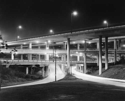 Four-level interchange at night