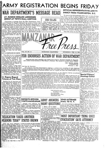 Manzanar free press, February 10, 1943