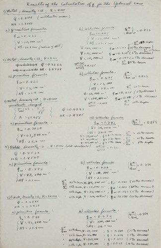 Results of the calculation of 'q' for the spherical case