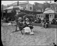 Women on beach, Long Beach, [1930s]