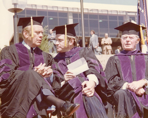 President Ford, Richard Scaife, and Fritz Huntsinger at the dedication of the Firestone Fieldhouse, 1975