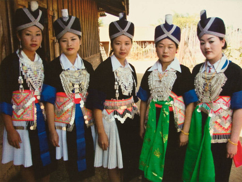 Five young women at the Hmong New Year's Festival in Banning, California