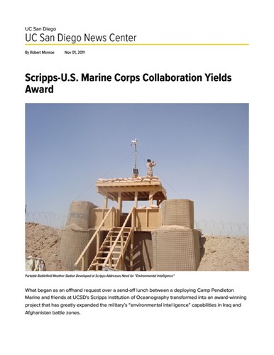 Scripps-U.S. Marine Corps Collaboration Yields Award