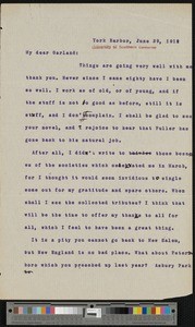 William Dean Howells, letter, 1912-06-29, to Hamlin Garland