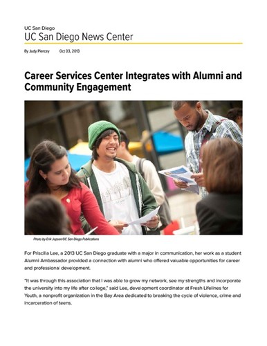 Career Services Center Integrates with Alumni and Community Engagement