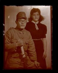 Portrait of a Japanese soldier and a woman, Shanghai, China