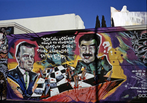 George Bush and Saddam Hussein mural