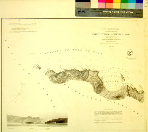 Cape Flattery to Neé-ah Harbor Washington Topography by G. Davidson Assistant U.S.C.S. Hydrography by the party under the command of Lieut. James Alden U.S.N. Assistant 1853