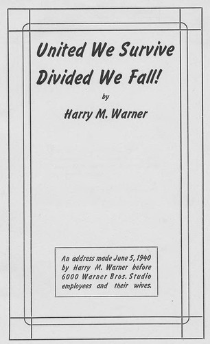 Booklet, United We Survive, Divided We Fall!, 1940