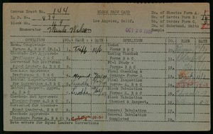 WPA block face card for household census (block 169) in Los Angeles County