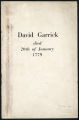 David Garrick catalog and bibliography