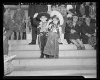 Luis Romanos and sister Amalia in costume at Cinco de Mayo celebration in Los Angeles, Calif., 1943
