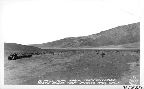 20 Mule Team Wagon Train Entering Death Valley from Wingate Pass, Calif