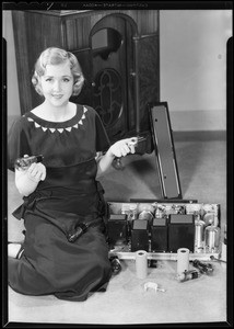 Mary McCallister and back of radio, Southern California, 1930