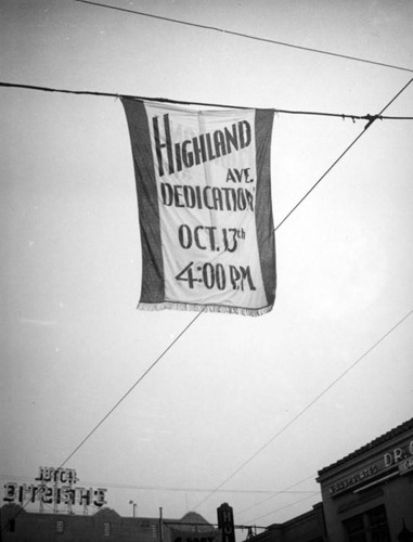 Highland Avenue street widening dedication banner