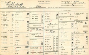 WPA household census for 934 NEPTUNE AVE, Los Angeles County