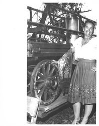 Kitty Carpadus with the Knickerbocker no. 5 at the Old Adobe Fiest, Petaluma, California, about 1963