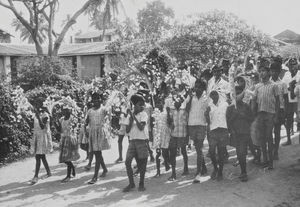 Gunupur, East Jeypore, India. Procession to the Palm Sunday Church Service, 26/03/1972. The con