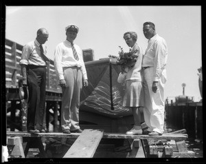 Returned negatives of launching Miss Los Angeles II, Southern California, 1929