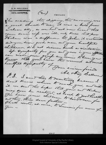 Letter from Al & Fay Sellers to John Muir, 1905 Aug 24