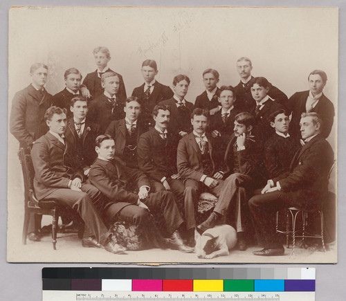 [Frank Norris in group portrait of Phi Gamma Delta fraternity brothers.]