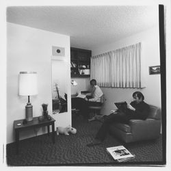 Two students in the Jung Haus student housing in Rohnert Park, California, 1971