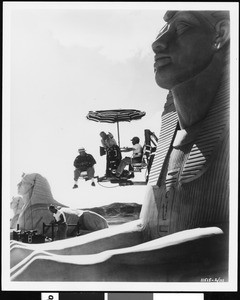 Portrait of Cecil B. DeMille on the set of "The Ten Commandments"