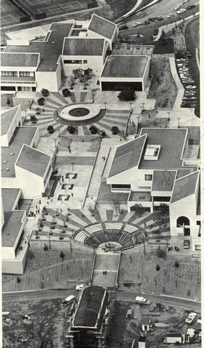 Aerial view of Malibu campus, circa 1973