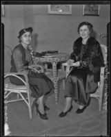 Mrs. E. B. Dixson and Mrs. Floyd W. Bodle at the Hollywood Women's Club, Los Angeles, 1935