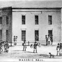 Masonic Hall in Columbia, CA, photograph of a drawing